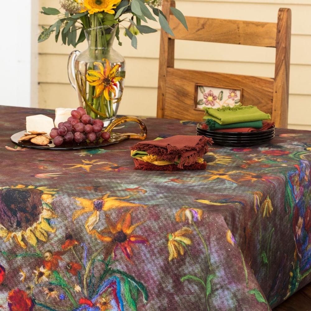 April Cornell Tablecloth Autumn Visitors 54x54 NWT - Picture 3 of 6